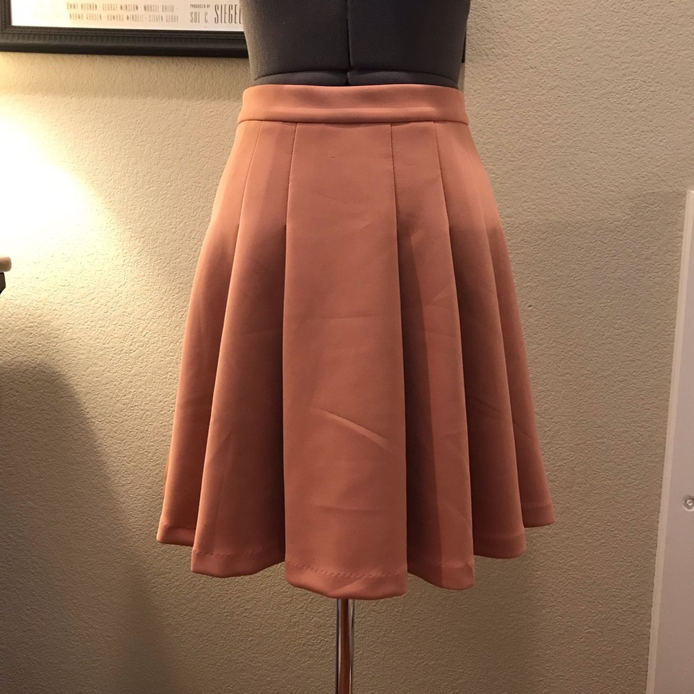 Blush pink fit n’ flare skirt